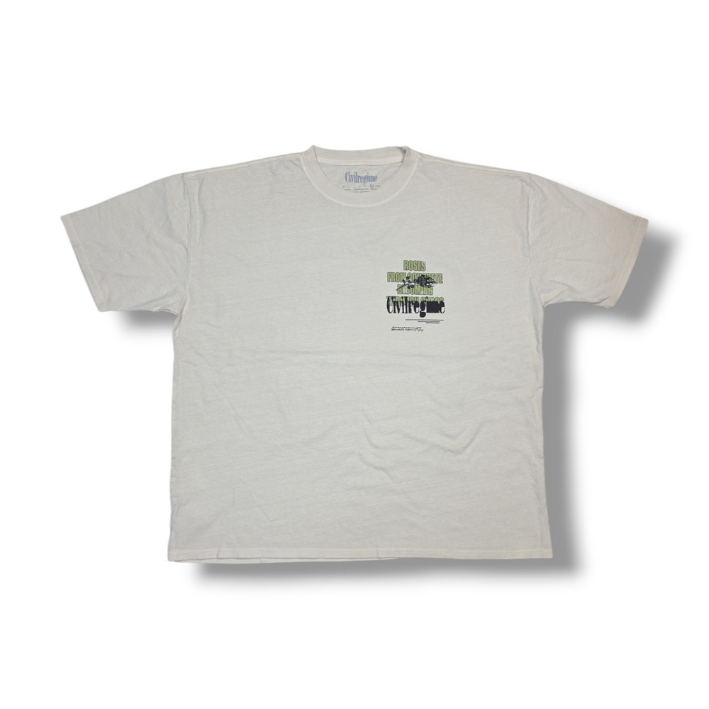Civil Regime Roses From Concrete Blooming Chaos Off White T-Shirt Men's 2XL